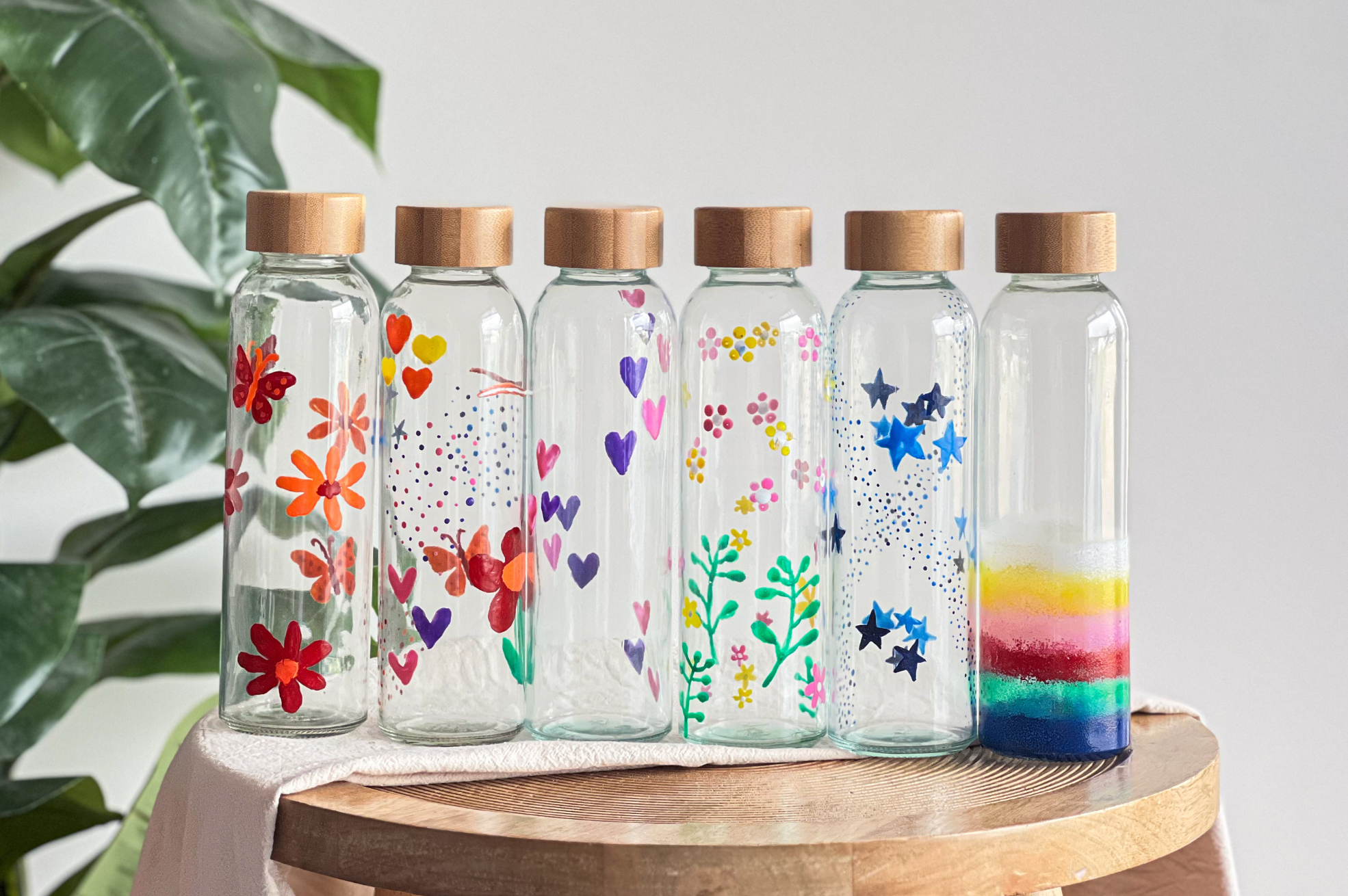 Kreatives DIY-Bastelset – 6 Glaswasserflaschen (30 % Rabatt)
