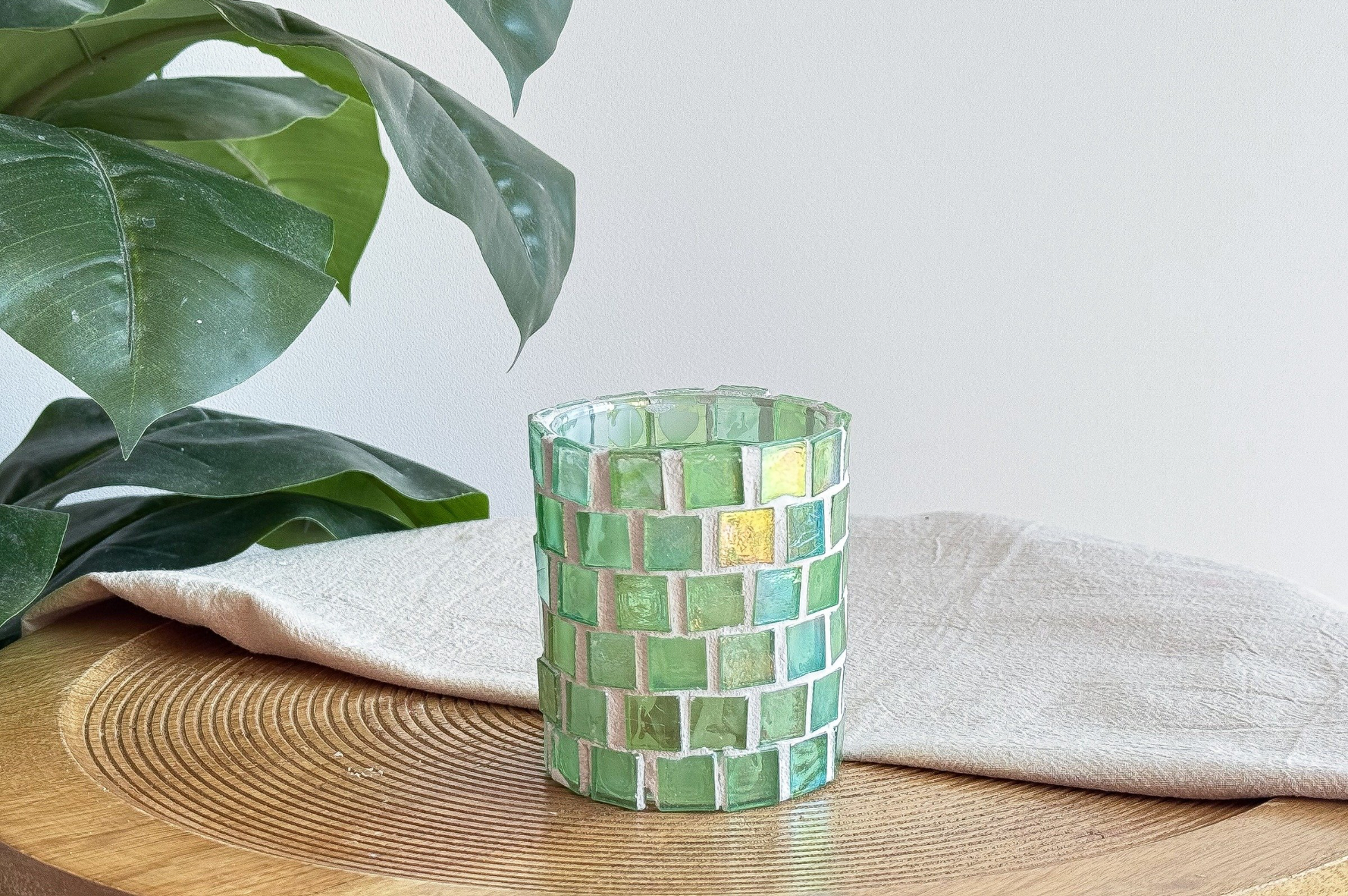 DIY-pakket Waxinelichthouder met Glasmozaiek groen