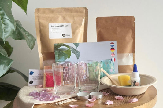 DIY Bundle Glass Mosaic Tealight Holders & Candle Sand incl. Wicks