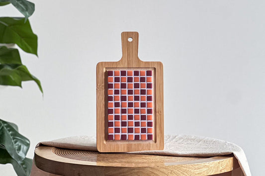 Diy pakket vierkante mozaiek mini borrelplank perzik met oud roze