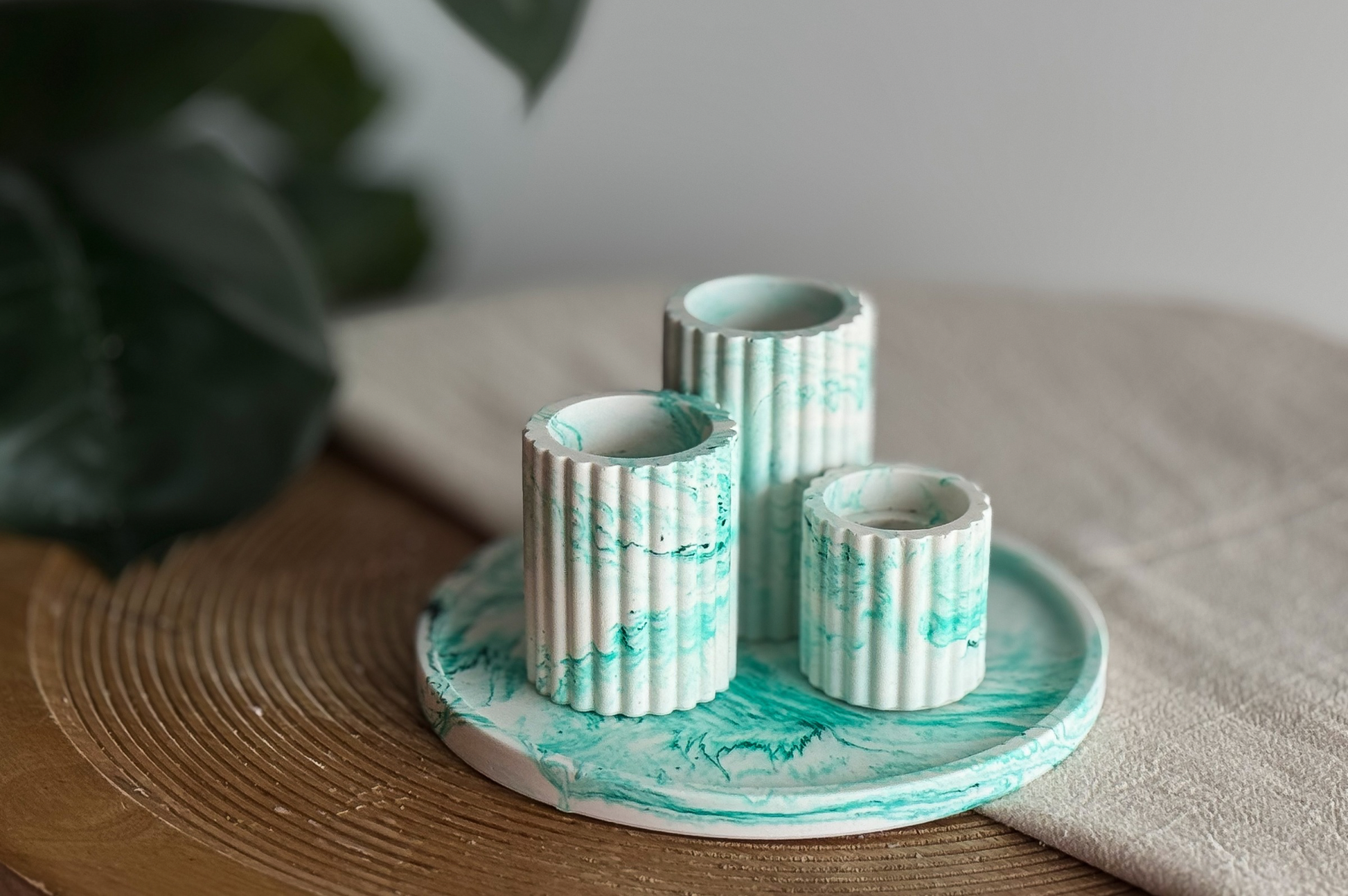 diy pakket Giethars dienblad en kaarsenhouder groen