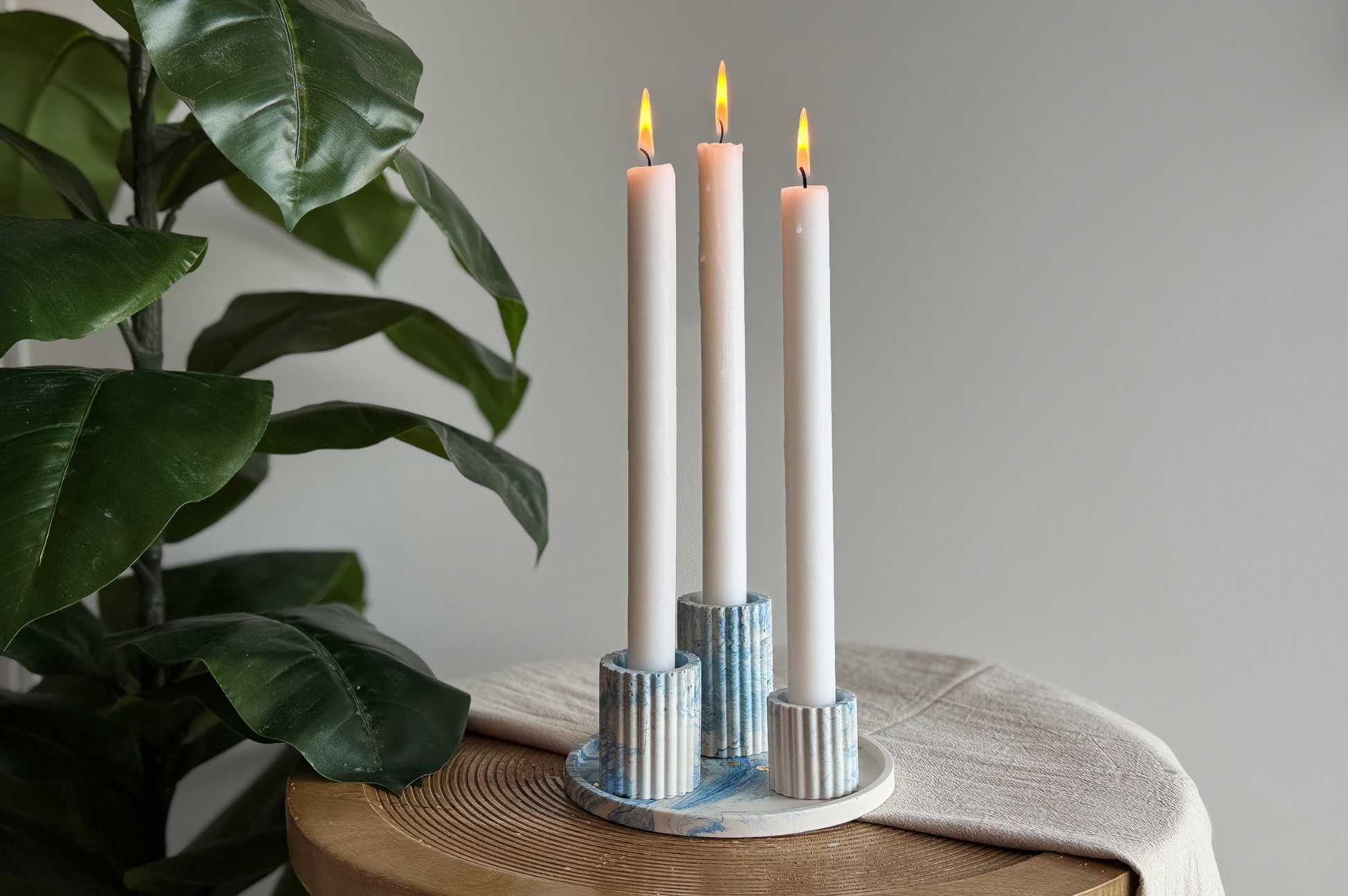 diy pakket Giethars dienblad kaarsenhouders blauw