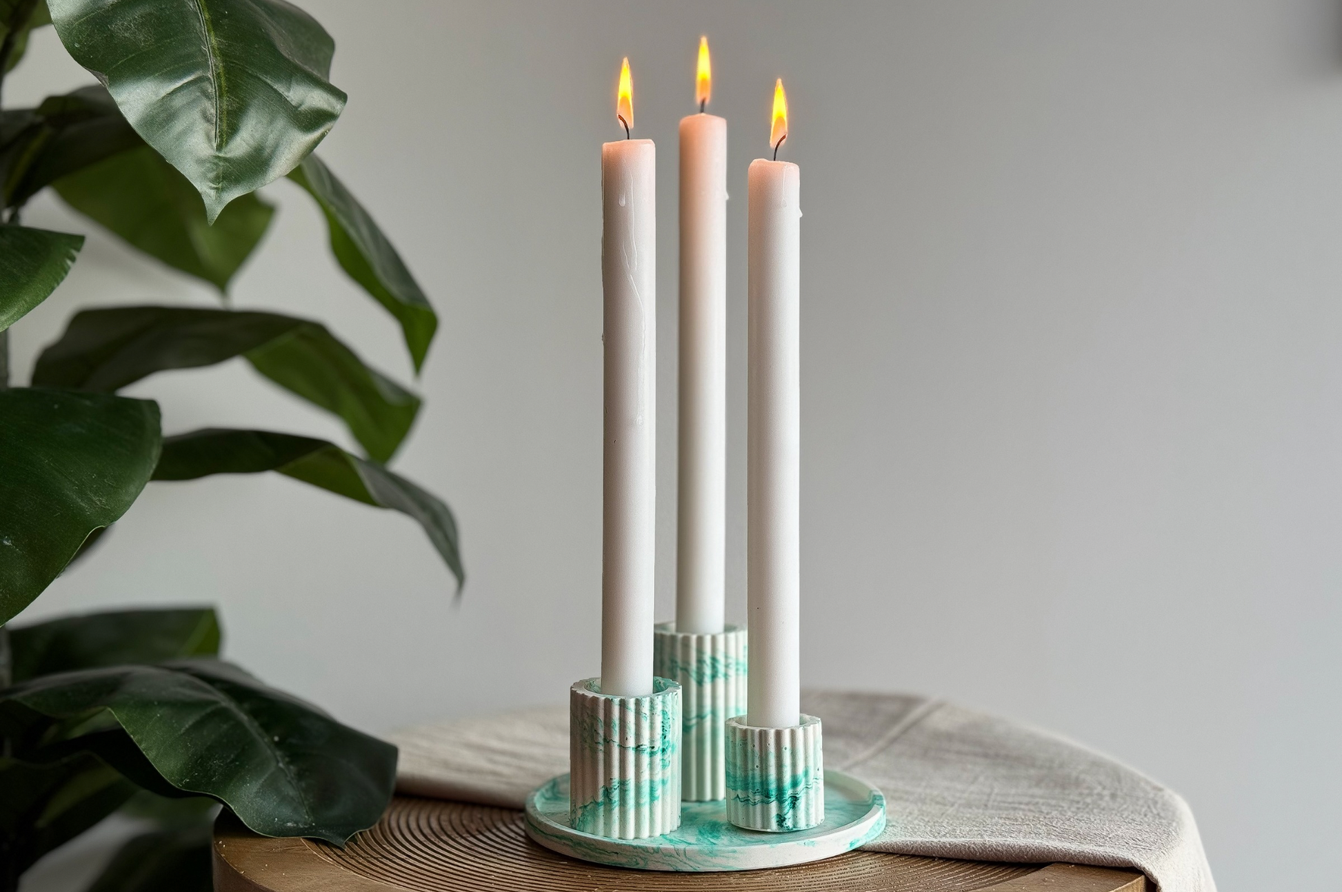 Giethars dienblad kaarsenhouders groen