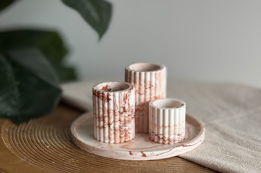 Giethars dienblad met kaarsenhouders Terrecotta