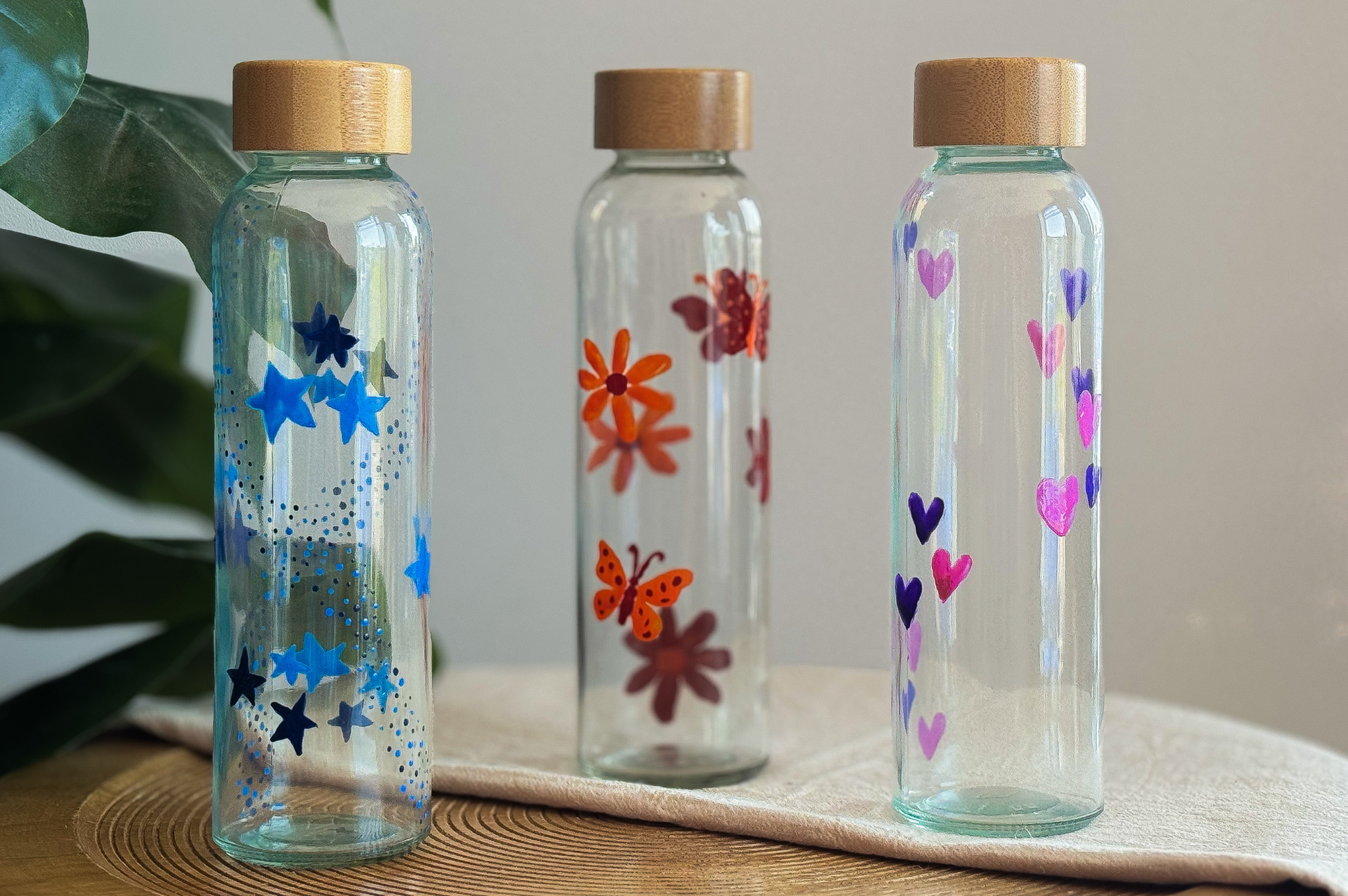 Glazen waterfles 3 stuks