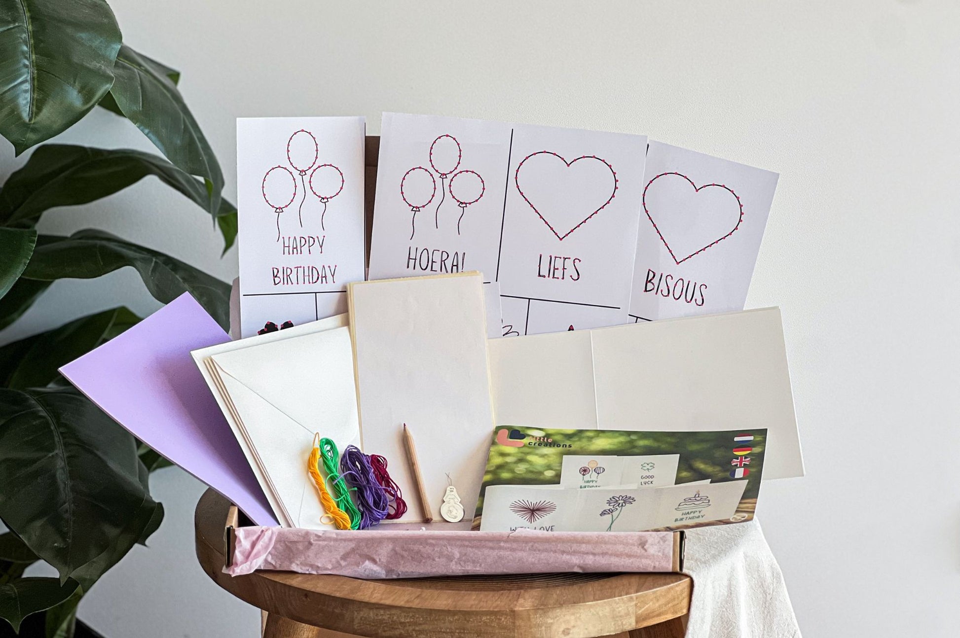 Inhoud diy pakket borduurkaarten