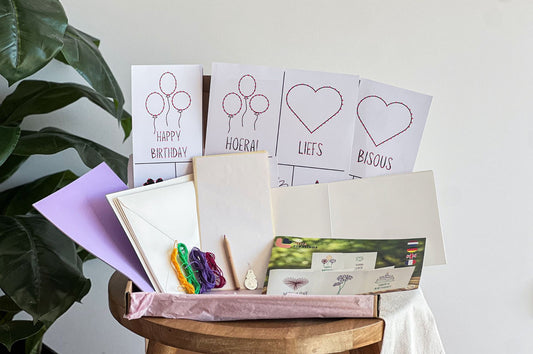 Inhoud diy pakket borduurkaarten