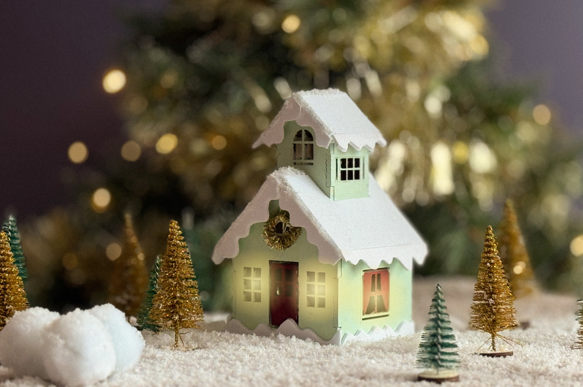 DIY Package Wooden Christmas House Green