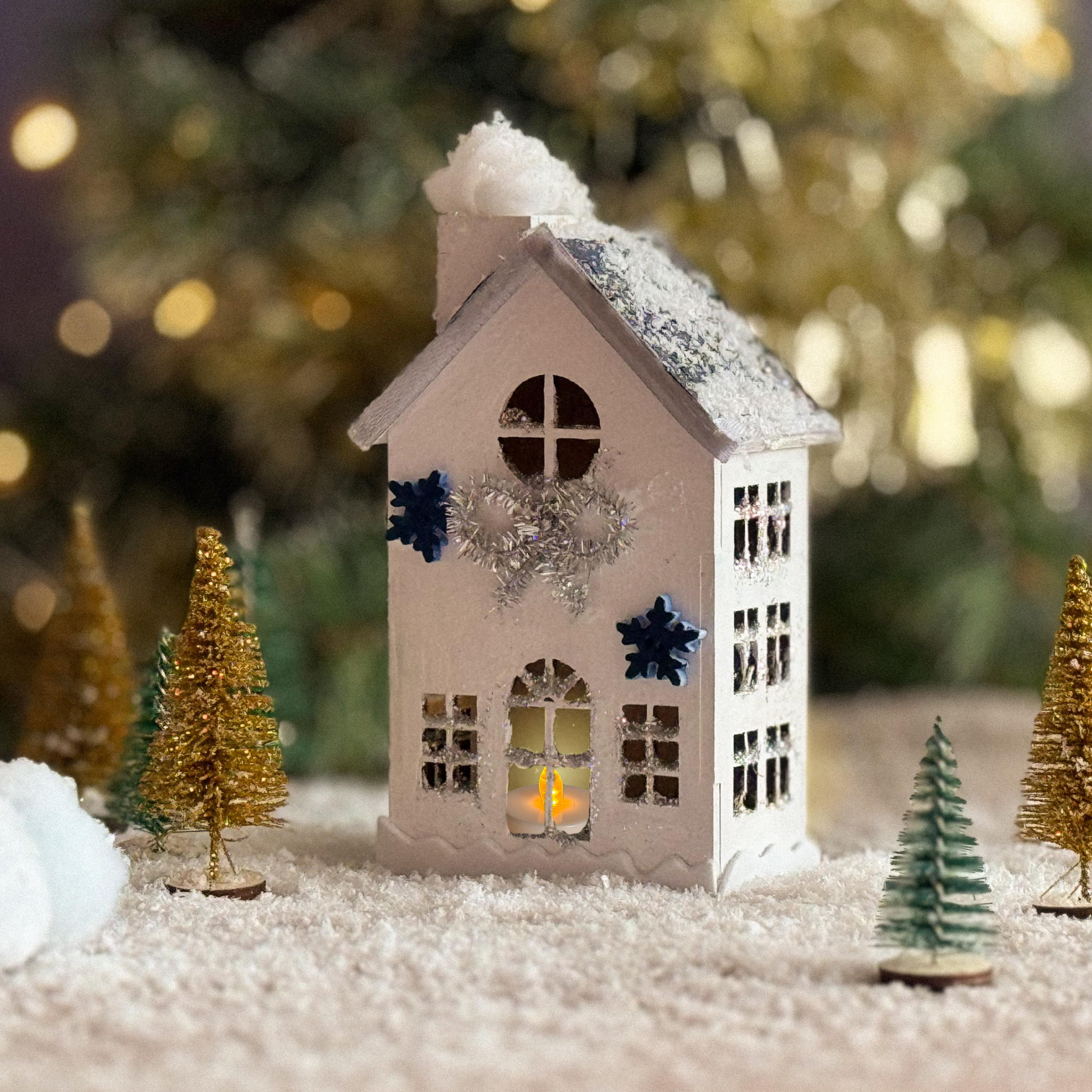 DIY Pakket Houten Kersthuisje Wit