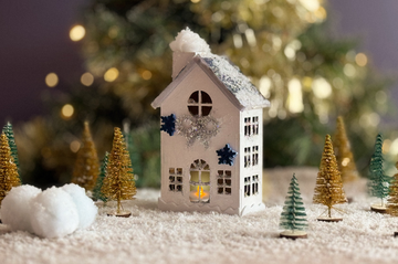 DIY Pakket Houten Kersthuisje Wit