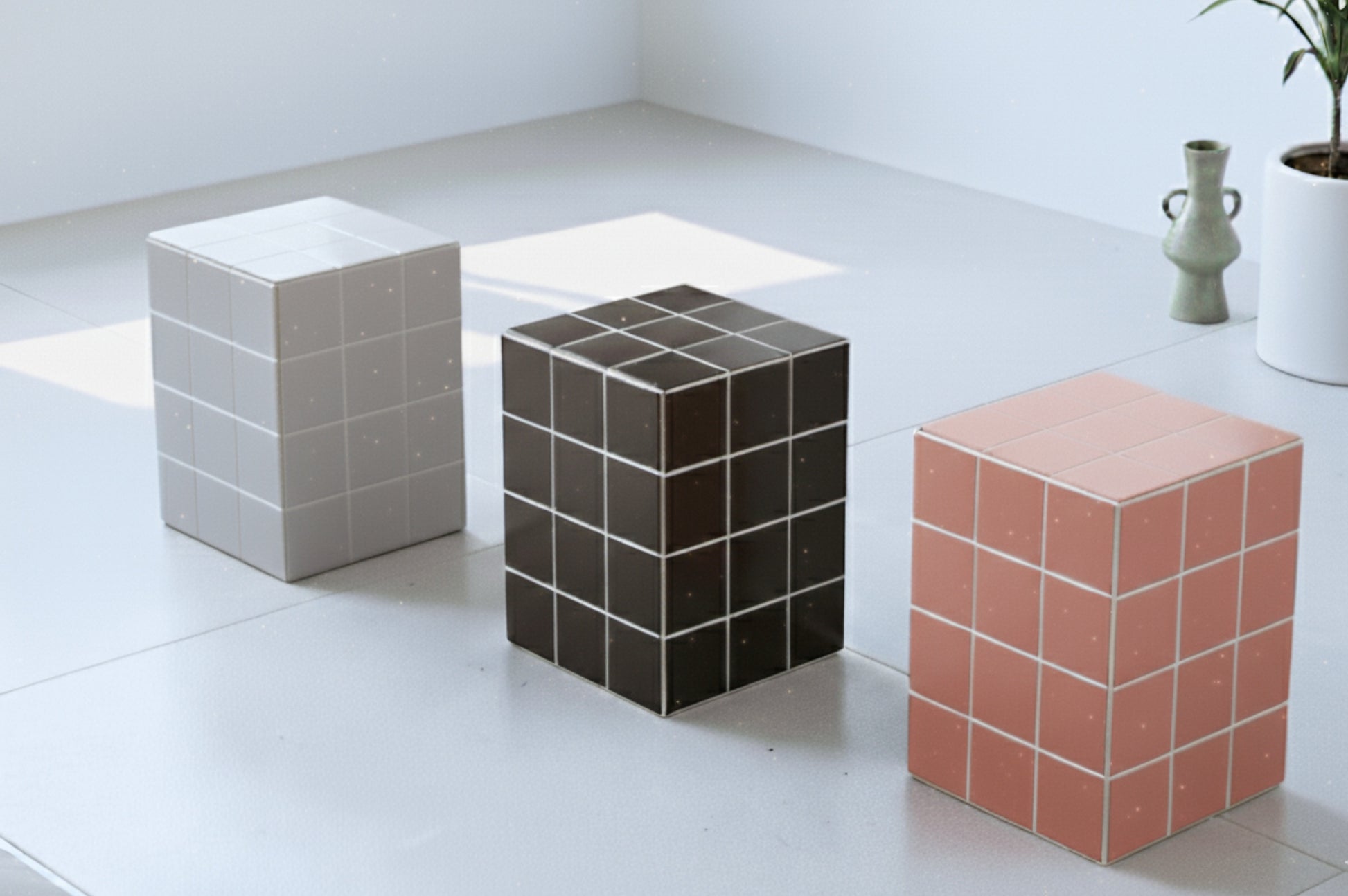 Mozaiek bijzettafel drie kleuren