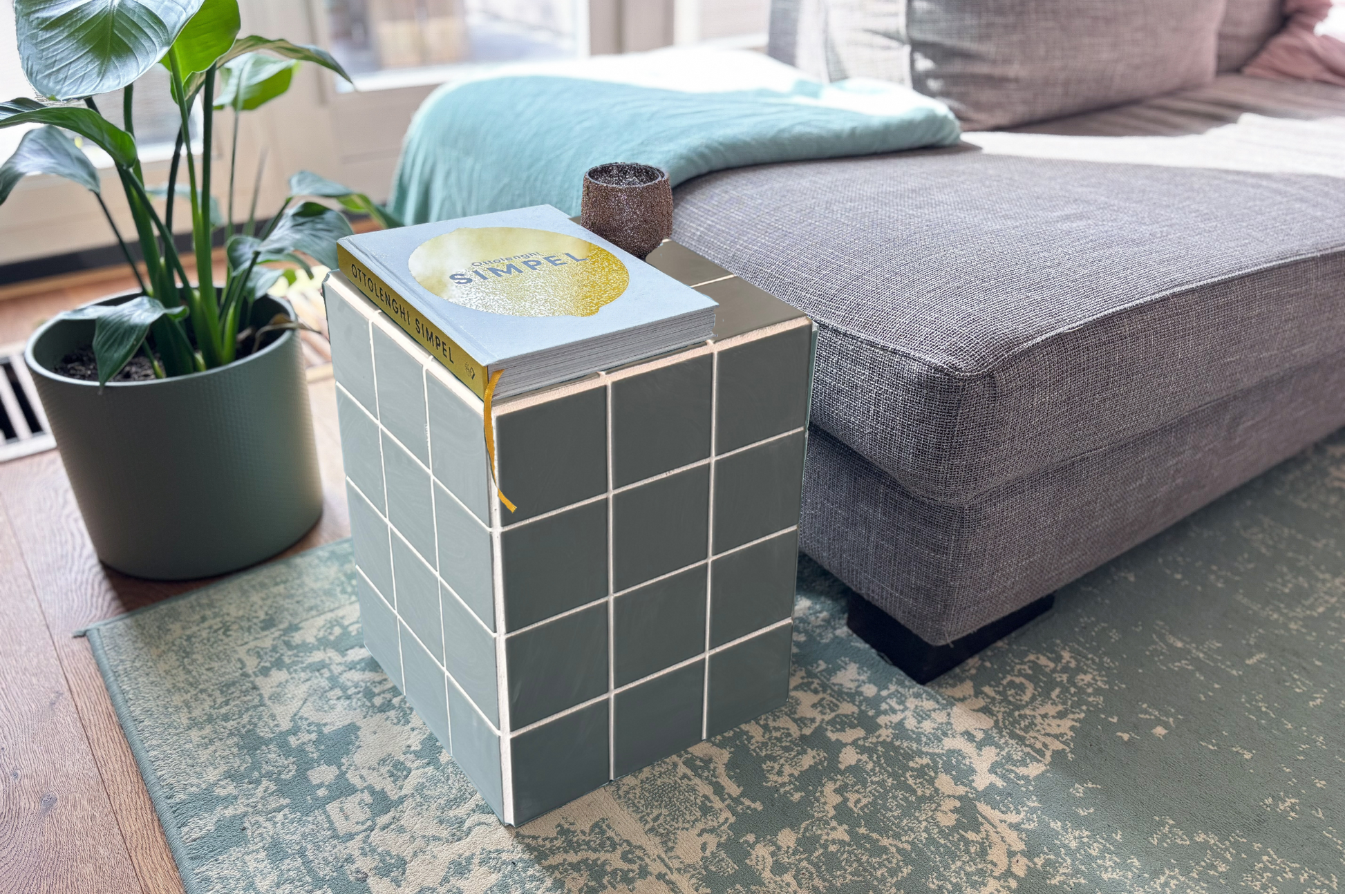 Mozaiek bijzettafel donker grijs