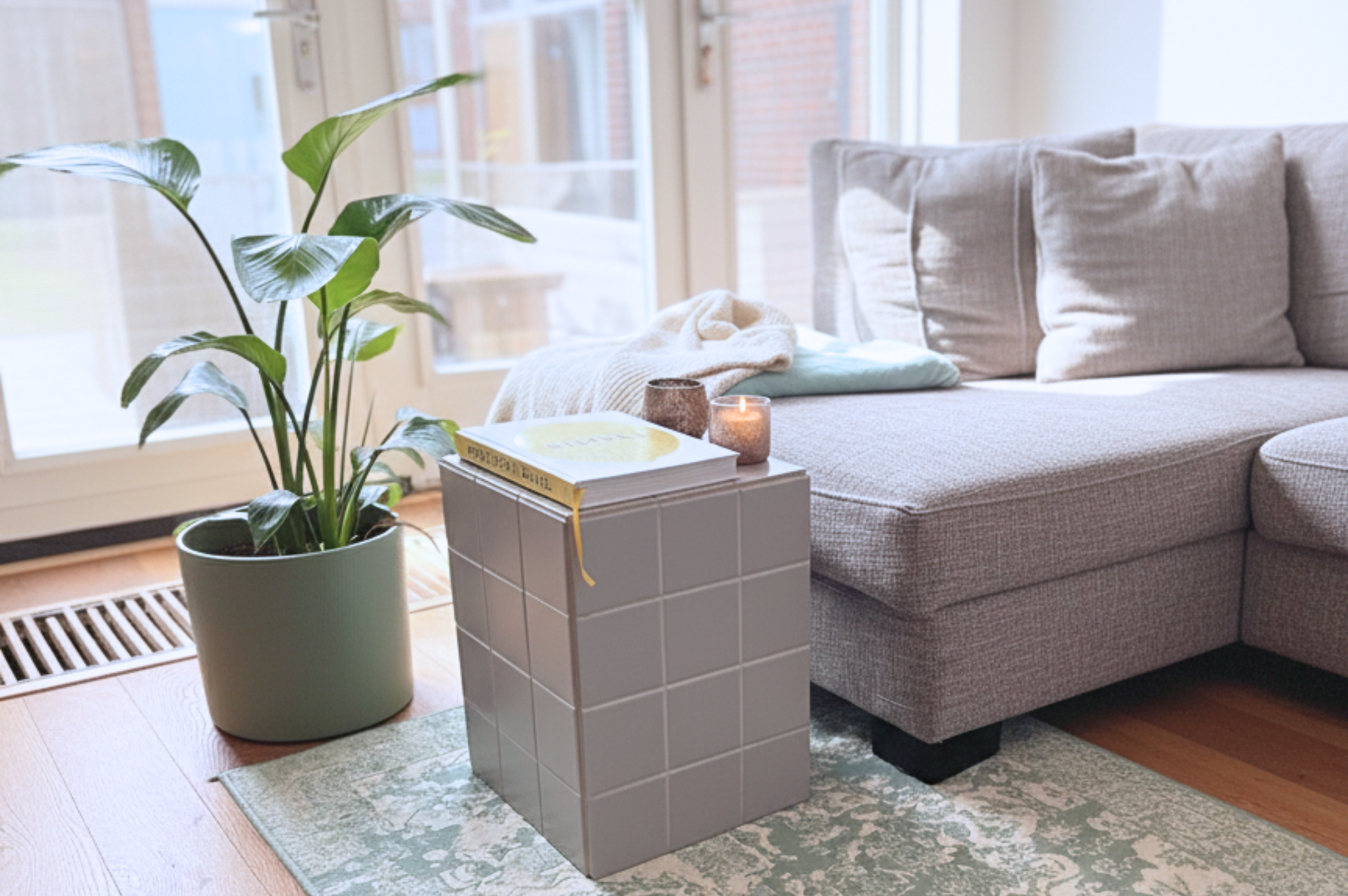 mozaiek bijzettafel licht grijs