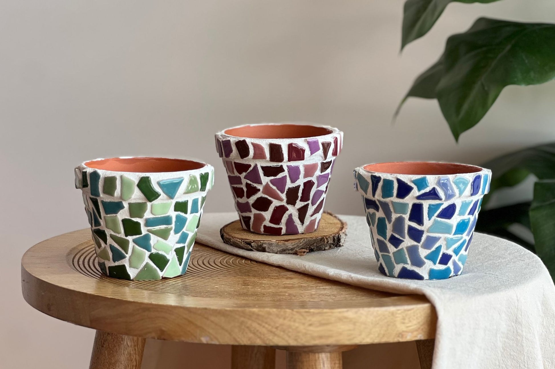 Mozaiek bloempot 3 kleuren