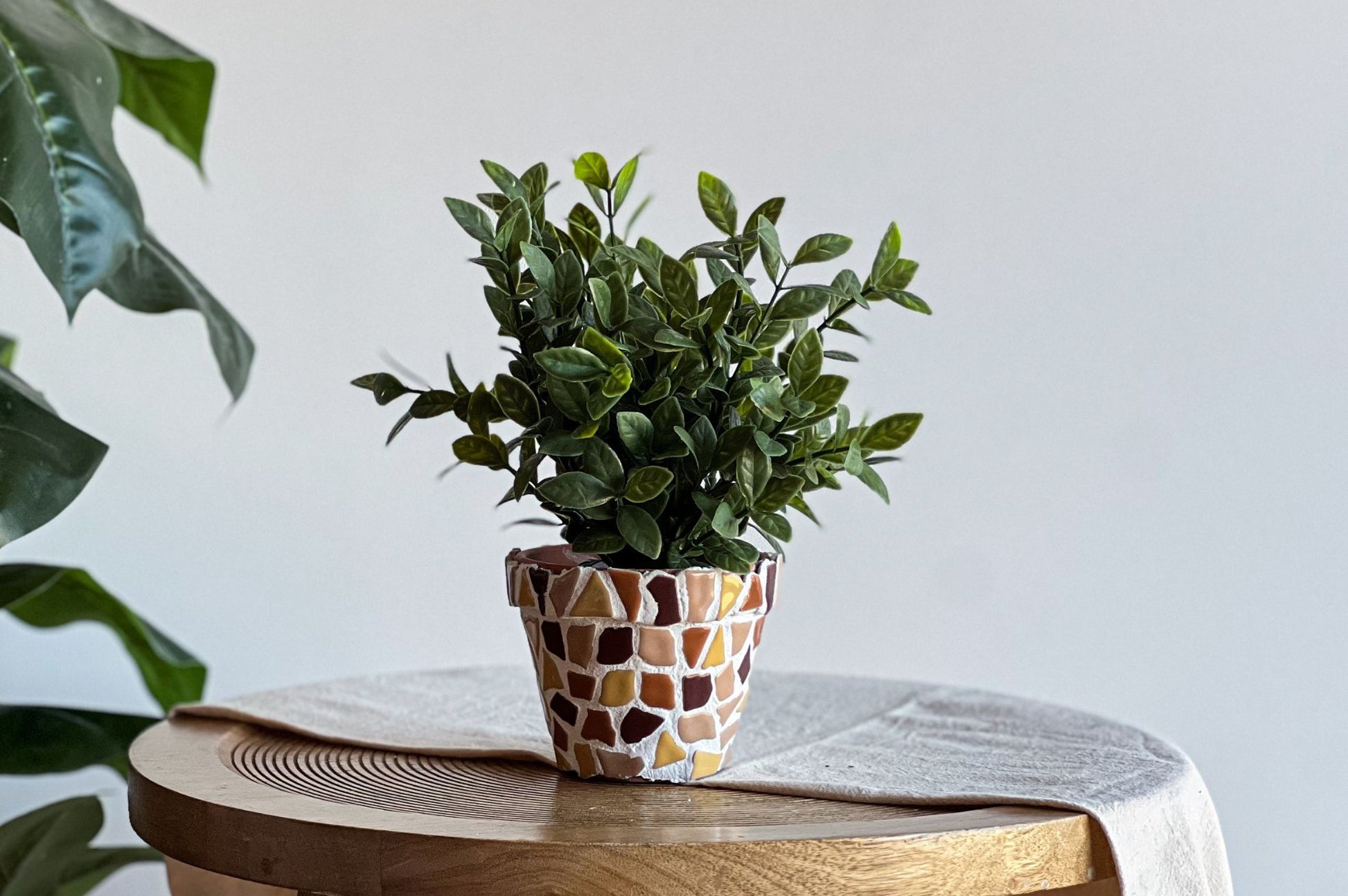 Mozaiek bloempot bruin