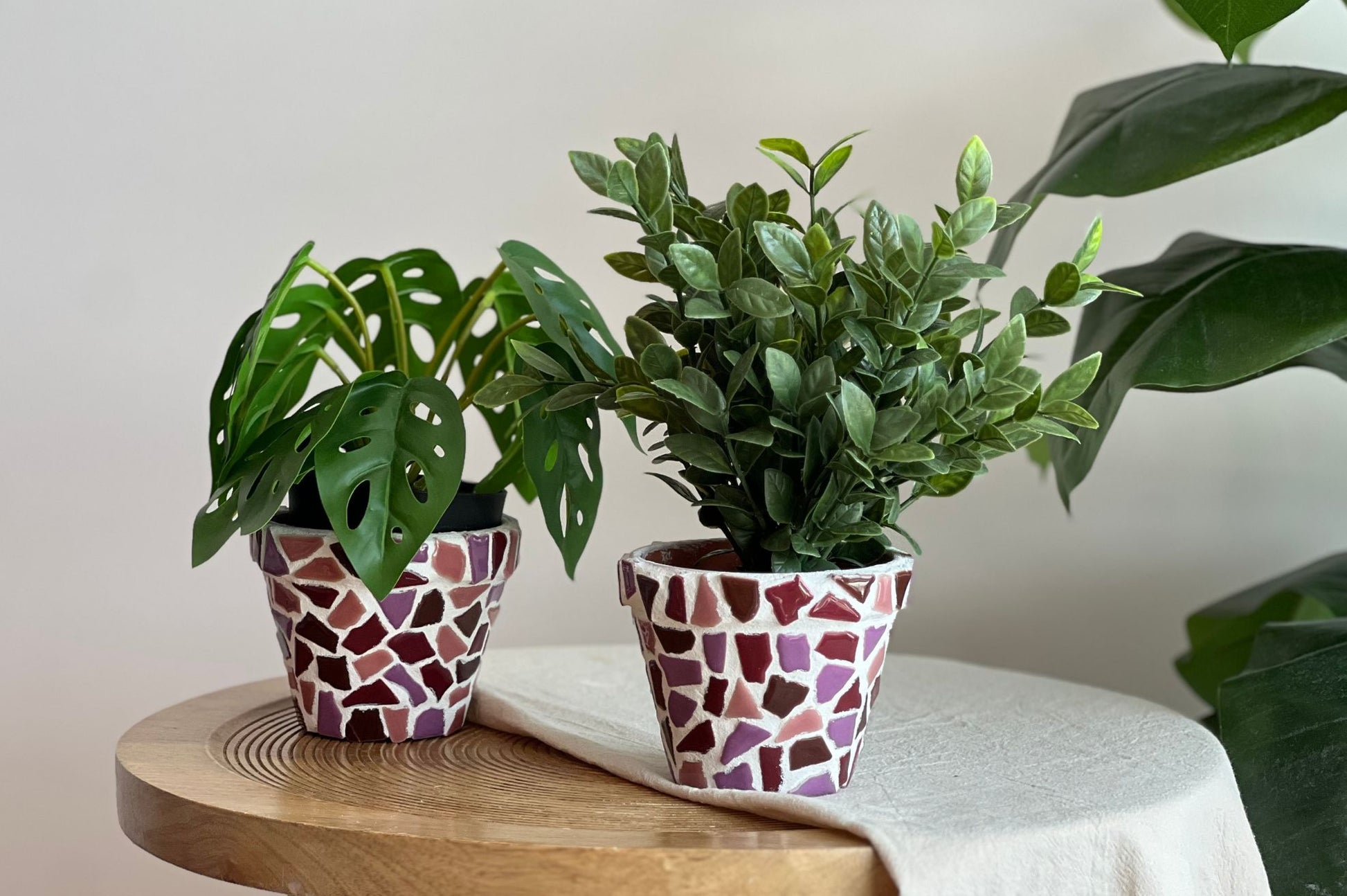 Mozaiek bloempot roze