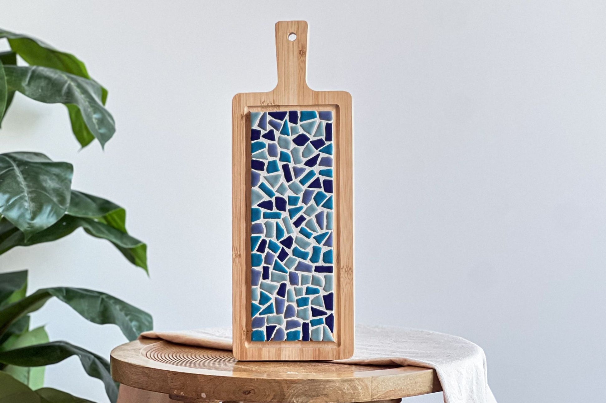 Mozaiek borrelplank blauw