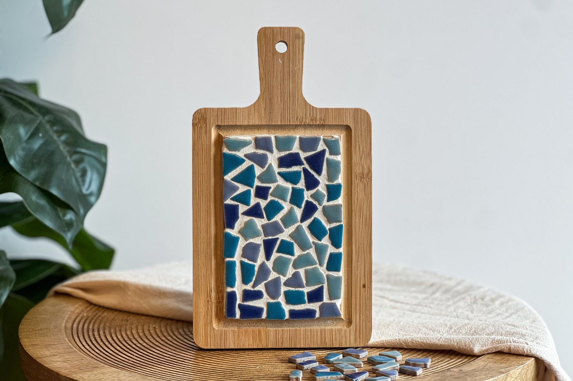 Mozaiek borrelplank mini blauw