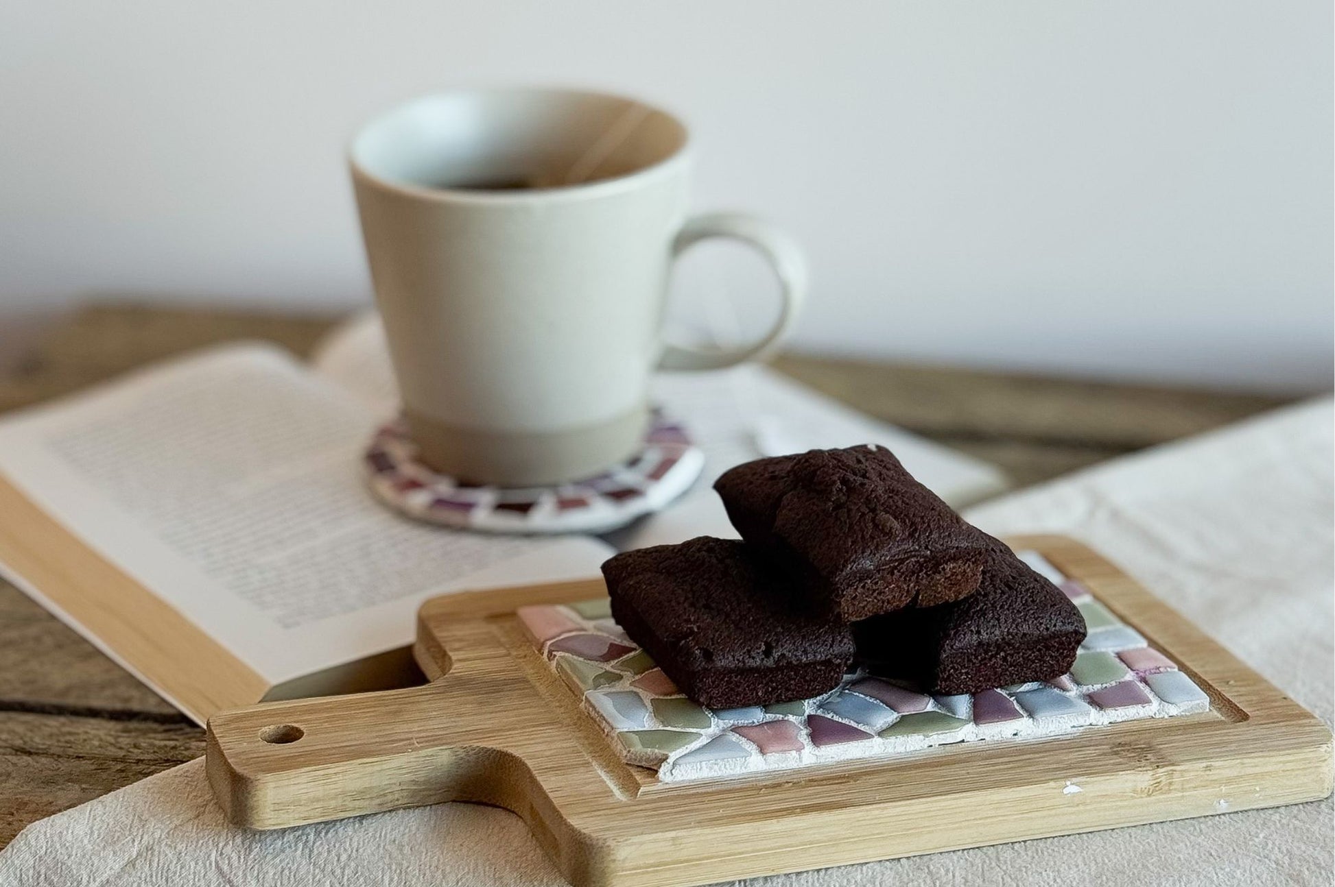 Mozaiek borrelplank mini in gebruik