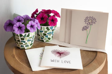 Bundle - Craft Kit Mosaic Flower Pot (2 pieces) + Embroidery Cards (5 pieces)