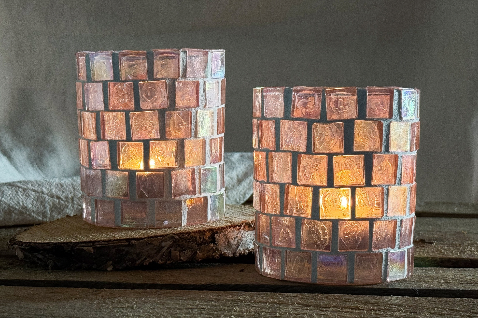 DIY-pakket Waxinelichthouder met Glasmozaiek roze