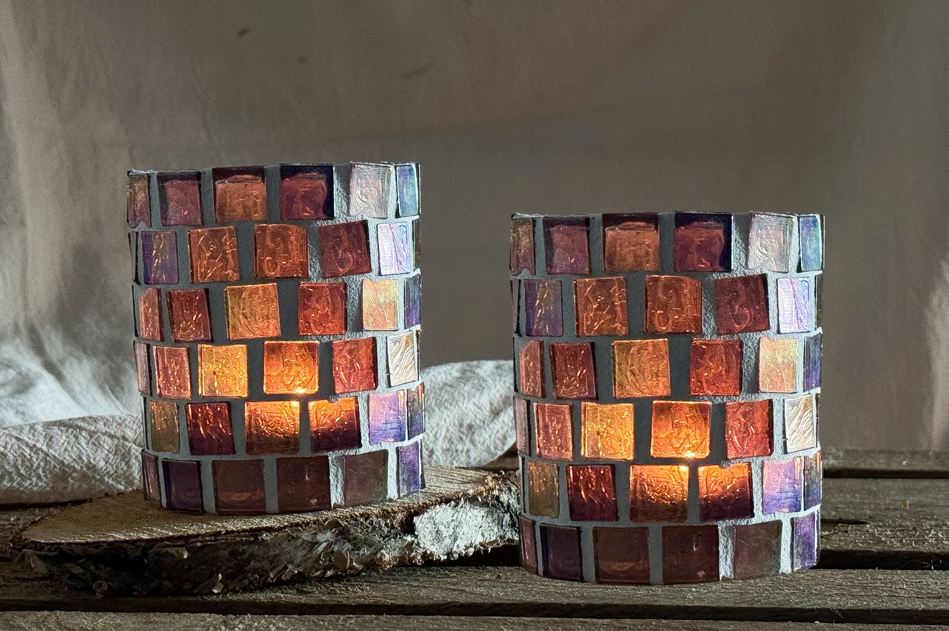 DIY pakket waxinelichthouder paars