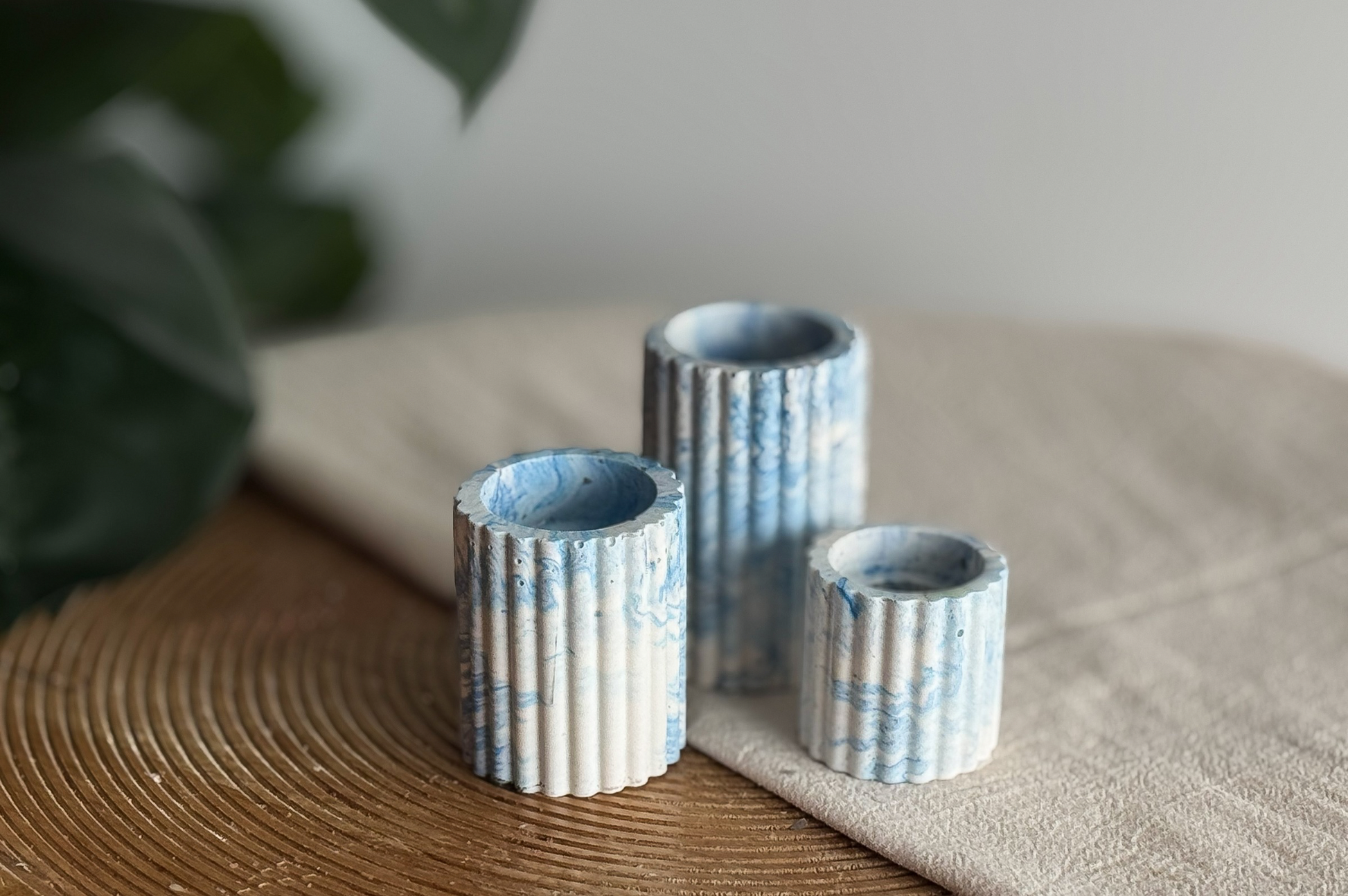 diy pakket giethars kaarsenhouder set blauw