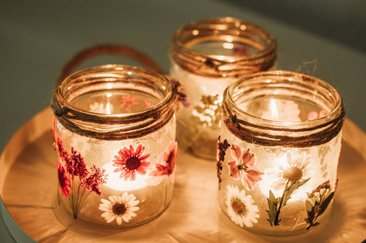 DIY Pakket Waxinelichthouders met droogbloemen
